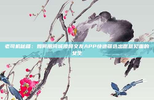 老司机秘籍:如何用同城视频交友APP快速筛选出愿意见面的女生