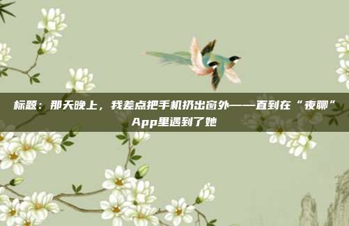 标题：那天晚上，我差点把手机扔出窗外——直到在“夜聊”App里遇到了她