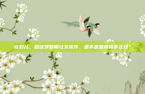 哥们儿，咱这岁数聊社交软件，是不是显得特不正经？